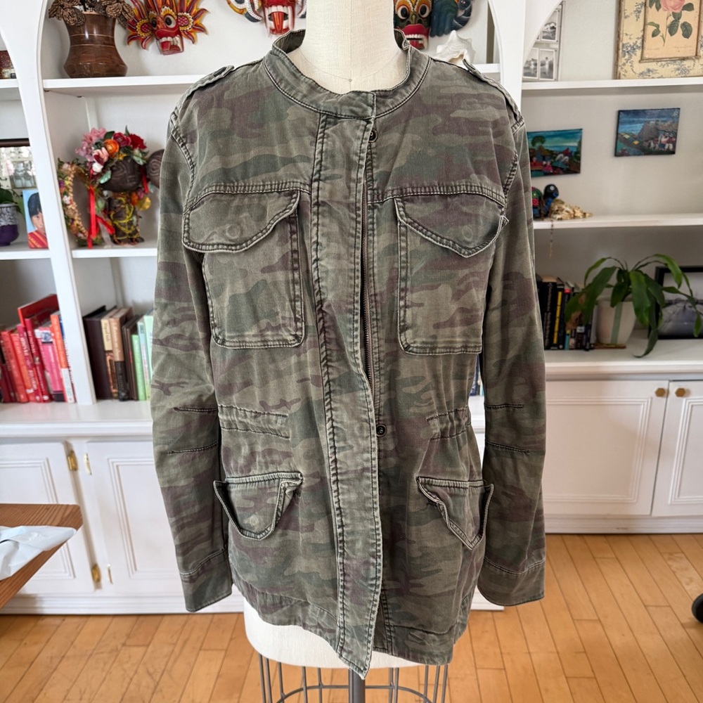 Sanctuary Anthropologie Women's Green Camouflage Field Jacket